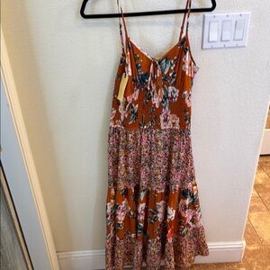 Orange and Blue Sleeveless Tiered Maxi Dress